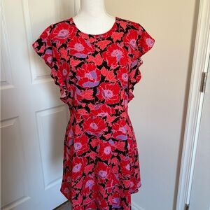 Floral Red and Black Women's Dress